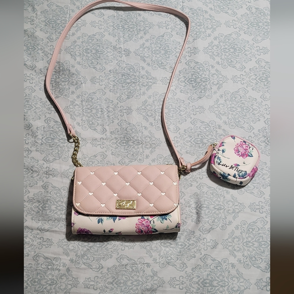 Betsey Johnson Pink Floral Crossbody Bag
